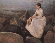 Edvard Munch The girl  at the sea bank oil painting reproduction